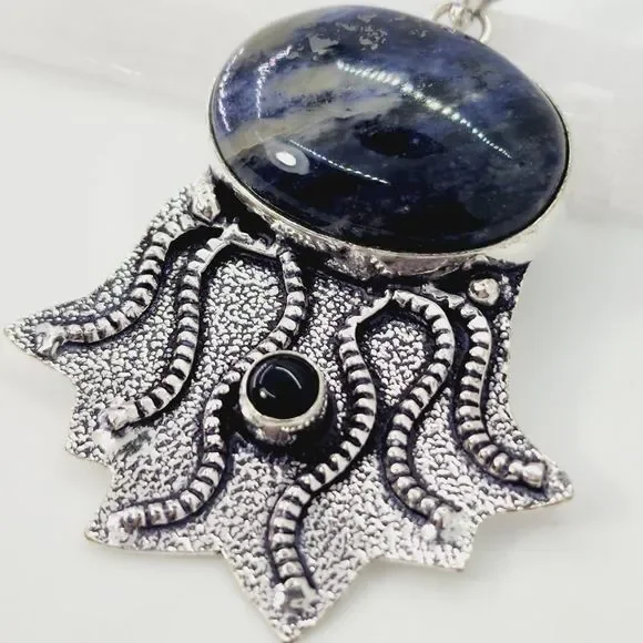 Sodalite Black Onyx Ethnic Handmade Pendant Jewelry 2.4 - Picture 5 of 7